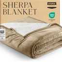 Utopia Bedding Sherpa Blanket Queen Size (Color: Camel, 90x90 Inches) - Soft Lightweight Plush Fleece Reversible Blanket for Bed, Sofa, Couch, Camping and Travel