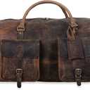 KomalC 28 inch Duffel Bag Travel Sports Overnight Weekend Leather Duffle Bag for Gym Sports Cabin Holdall bag (Distressed Brown)