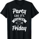 Friday Fish Fry Lent T-Shirt (Black, M)