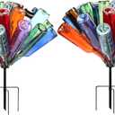 2 Pcs 24 Metal Wine Bottle Tree Garden Outside 24 Inches Decorative Colorful Glass Bottle Holders Artificial Rustproof Display Stand Garden Art for Lawn Yard Outdoor Decor