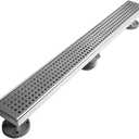 Neodrain 24-Inch Linear Shower Drain with Quadrato Pattern Grate,Brushed 304 Stainless Steel Rectangle Shower Floor Drain,Linear Drain with Leveling Feet,Hair Strainer