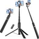 2 x SYNCWIRE 55" Selfie Stick Phone Tripod for iPhone, All-in-one Extendable Aluminum Selfie Stick with Remote, Travel Tripod for iPhone 17/16/15/14/13/12 Series and More Smartphones (Black)