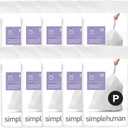 simplehuman Code P 200 Count, Dispenser Pack Custom Fit Liners, Drawstring Trash Bags, 50-60 Liter / 13-16 Gallon, White