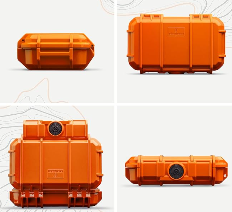 Evergreen 56 ToughBox - EDC Dry Box Protective Case USA Made for Organization of Cameras, Phones, Camping, Fishing, Hiking, Water Sports (Orange)