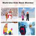 Unisex Kids Fleece-Lined Ribbed Thermal Knit Neck Warmer Gaiter | Dual Layer Winter Scarf Face Cover for Skiing Hiking (Beige/White)