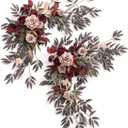 Ling's moment 2PCS Artificial Floral Swags Centerpieces Burgundy Wedding Flower Greenery Arrangements for Sweetheart/Head Table Decor Car Wall Window Arch Garden Decor Burgundy & Dusty Rose Maroon