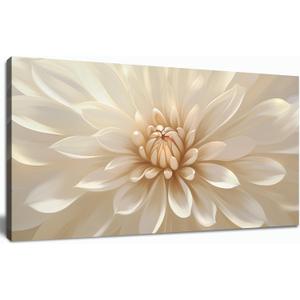 Trogonup Large Floral Canvas Wall Art for Living Room Modern White Gold Flower Botanical Landscape Artwork for Teen Girl’s Room Bedroom Office Kitchen 20x40 Inch