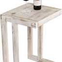 MyGift Shabby Whitewashed Wood C Shaped Side Table End Table, Under The Couch TV Table for Living Room