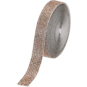 MECCANIXITY Rhinestone Strips,3 Yard 0.6" Adhesive Rhinestone Ribbon Bling Rhinestone Tape for for DIY Crafts, Party Car Phone Decorations,Champagne (3 Yard x 0.6 Inch)