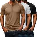 Riyiper 3 Pack Henley Shirts for Men Short Sleeve Raglan M-5XL Regular and Big Tall Tops Casual Summer Basic Tee (XXL)