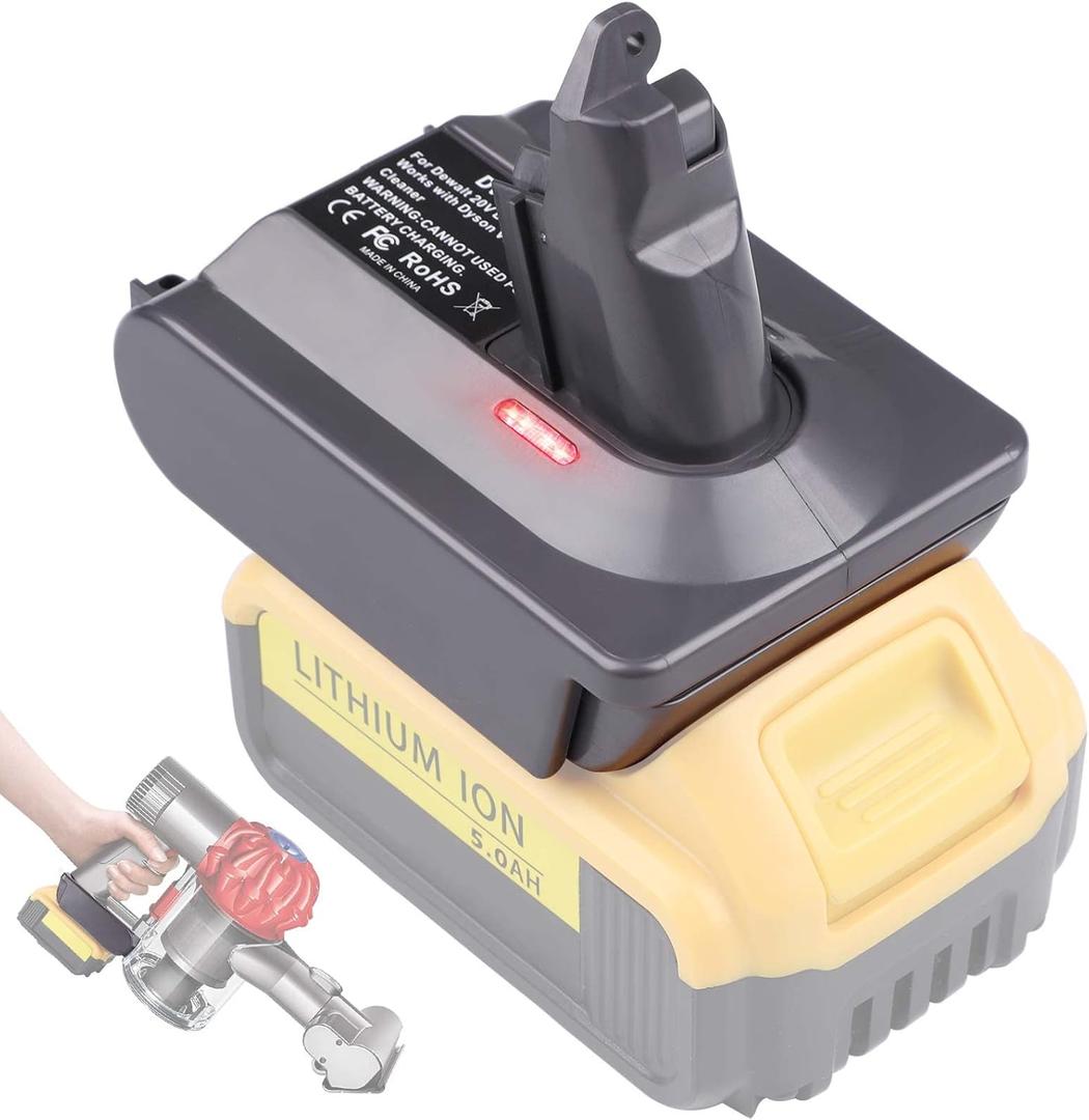 BTRUI for Dyson V6 Adapter for Dewalt 20V Battery Convert to for Dyson V6 Absolute/Motohead/Animal+Fluffy/Mattress/DC58 DC59 DC61 DC62 SV04 SV09 Vacuum Converter (only DW20V6 Adapter)
