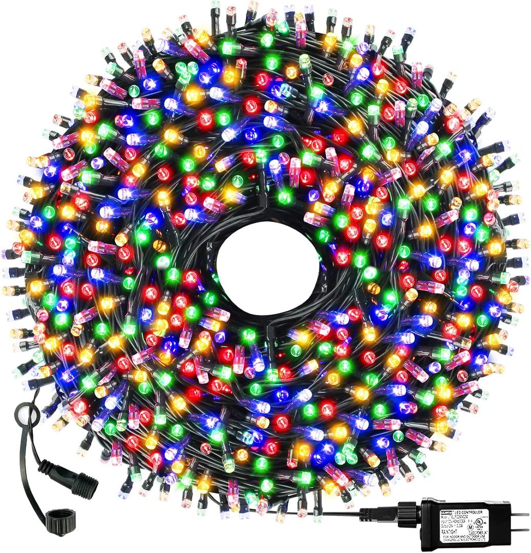 Christmas String Lights End-to-End Plug 8 Modes 108FT 300 LED IP55 Outdoor Waterproof UL Certificated Indoor Fairy Lights Garden Wedding Christma Trees Parties Decoration Multicolor