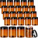 Tanlade 24 Pcs 16 oz Amber Plastic Jars with Lids Round Cosmetic Containers Leak Proof Refillable Empty Containers for Creams Lotion Body Butter Oil Ointments Powders Beauty Products Travel Storage