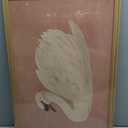 Vintage Framed Wall Art, Modern Pink Grace Swan Canvas Wall Decor Painting, Retro Animal Rustic Farmhouse Artwork Prints Pictures for Living Room Bedroom Bathroom 16x24 Inch