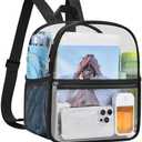 USPECLARE Clear Backpack Stadium Approved 12X11x6, Waterproof Clear Bag Stadium Backpack for Concert Work Sport Event (Black)