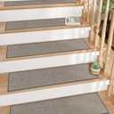 Tiveney Stair Treads Non Slip 15PCS 8"x30" Linen Stair Runner, Self-Adhesive Peel and Stick Stair Treads for Wooden Steps, Washable Anti-Slip Backing Indoor Staircase Step Treads for Kids Elders Dogs