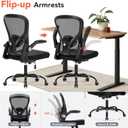 Ergonomic Office Chair, Computer Desk Chair with Adjustable Lumbar Support, Breathable Mesh Office Chair with Flip-up Armrests, Rocking Function, Comfy Home Office Desk Chair, Black