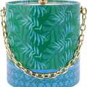 Lilly Pulitzer Ice Bucket with Gold Handle, Double Wall Ice Holder, Ice Container with Lid, Acrylic Ice Bucket for Cocktail Bar and Outdoor Parties, It's a Jungle Out There