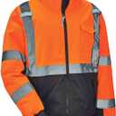 Ergodyne unisex adult High Visibility Reflective Winter Bomber Jacket, Quilted Insulation Black Bottom ANSI Compliant Class 3 Type R, Orange, 4X-Large US