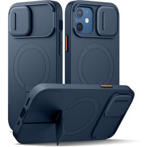 SURITCH for iPhone 12/12 Pro Case with Magnetic Camera Slide Cover and Adjustable Kickstand, Compatible with MagSafe, Shockproof Bumper Case Slim Protective Cover for iPhone 12/12 Pro 6.1 Inch, Blue
