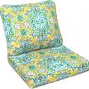 LVTXIII Outdoor Deep Seat Cushion Patio Seat and Back Cushion Set Seasonal Chair Cushion for Dining Arm Chairs, Wicker Chairs and Garden Furniture Decoration, 24"x24"x4", Damask Green
