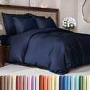 Duvet Cover King Size Set - Extra Soft King Size Duvet Cover 104 x 90 with 2 Pillow Shams - Hotel Luxury Easy Care and Fade Free w/Zipper Closures & Ties - Comfy Breathable Bedding Set (Navy Blue)
