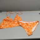 Floerns Women's Floral Print Halter Neck Tankini Top Two Piece Bathing Swimsuit (X-Large, Orange)