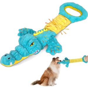 Dog Toys Cute Alligator Dog Toy Tough Plush Puppy Toy for Playtime, Training & Tug of War- Interactive Squeaky & Crinkle Chew Toy for Small to Large Dogs (Blue02)