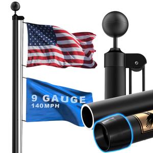 SCWN 9 Gauge 30FT Heavy Duty Flag Pole for Outside House, 2.8mm Thick