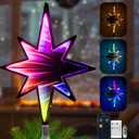 Smart Christmas Tree Topper Infinity Mirror Double-Sided, 11" RGB Star Tree Topper, Timer, App Control, USB Powered, Music Sync, Tree Topper for Indoor Party Holiday Decor
