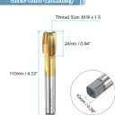 uxcell Spiral Point Plug Threading Tap M16 x 1.5 Thread, Ground Threads H2 3 Flutes, High Speed Steel HSS 6542, Titanium Coated, Metric Screw Taps Tapping Bit for Thread Repair