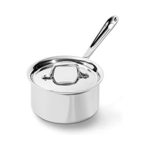 All-Clad D3 3-Ply Stainless Steel Sauce Pan with Lid 1.5 Quart, Induction Oven Broiler Safe 600F, Multipurpose, Compatible w/ All Cooktops, For Restaurant or Home Kitchen, Pots & Pans, Cookware Silver
