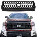 Front Grille Grill & Hood Bulge Fit For 2014 2015 2016 2017 2018 2019 2020 Toyota Tundra 2pc kit,Matte Black