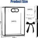 GAWBYET 24 Pcs Clear Plastic Gift Bags with Handles, Reusable Party Favor Bags With ribbons and cards for Mother's Day, Birthday, Wedding,Bachelorette Party,(8.6 x 12 x 4 Inch)