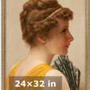 HLiWEGNS Vintage Gold 24x32 Frame, Single Frame, Wood Poster Frame with Gold Finish for 24 x 32 Poster, Antique Ornate Frame for Wall Decor, Gallery Artwork, Photo Display