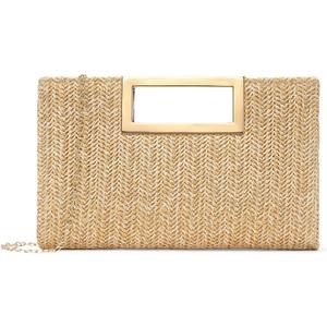 Straw Clutch Handbags Summer Clutch Woven Boho Beach Bags Straw Purses for Women (1-khaki)