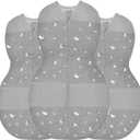 Happiest Baby Sleepea 5-Second Swaddle - 100% Organic Cotton Baby Swaddle Blanket - Doctor Designed Promotes Healthy Hip Development - 3-Pack Newborn Bundle (Graphite Planets, 2 x Small, 1 x Medium)