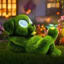 Solar Topiary Dog Garden Statue with Butterfly Garden Decor Clearance for Yard Decorations Outdoor Lawn Ornaments Porch Patio Balcony - Birthday Gifts for Grandma Mom Women