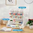 Marbrasse Larger Mesh Desk Organizer with Drawer, Multi-Functional Pen Pencil Holder, Easy Assembly, Desk Organizers and Accessories for Office Art Supplies (White)