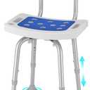 Shower Chair for Seniors Elderly Handicap Disabled Bariatric Adults Or Women with Back Adjustable Small Stool Heavy Duty Padded Bench Seat for Inside Shower Stall and Bathroom Bath Tub Seats Chairs