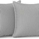 LVTXIII Outdoor Throw Pillow Covers Waterproof Tropic Accent Pillow Cases Fluffy Outdoor Cushion Covers for Garden and Patio Furniture Decoration, 16x16, 2 Pack, Strip Grey