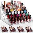 Jetec 4 Pcs 7 Tiers Style Acrylic Card Display Stand Sunglasses Organizer Nail Polish Holder Versatile Display for Trading Cards Greeting Card Stand Essential Oils Cosmetic Eyewear Rack