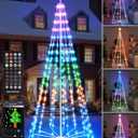 Brightever Smart Christmas Cone Tree, 7FT 295 LED Outdoor Christmas Tree Prelit with 16 Million RGB Light Show, APP/Remote Control Color Changing Music Sync Outdoor String Lights for Xmas Decorations