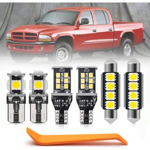 nsautolighting 10pcs White LED Interior Lights Bulb Kit for Dodge Dakota 1997-2004, 6000K Super Bright, Plug and Play, Non-Polar