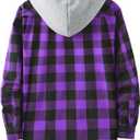 ZITY Men's Flannel Hoodie Shirts Casual Button Down Plaid Shirt Jackets for Men Long Sleeve Stylish Hooded with Pocket (L)