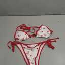 WDIRARA Women's 2 Piece Swimsuit Cherry Print Bikini Set Halter Triangle Bikini Side Tie String Bathing Suits. M