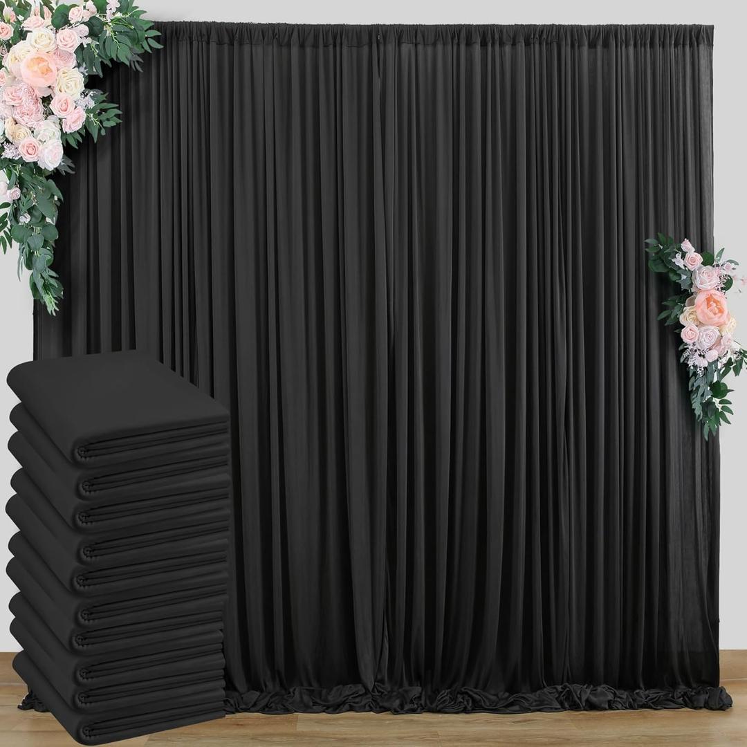 50 ft x 8 ft Black Backdrop Curtain for Parties, 10 Panels 5 ft x 8 ft Wrinkle Free Polyester Photo Black Backdrop Drapesfor Graduations Birthday Wedding Party Stage Curtains Home Decoration Supplies