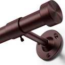 YaFex Heavy Duty Curtain Rods 32-120 Inch, 1 Inch Adjustable Bronze Curtain Rod for Windows, Long Window Treatment Rods with Aluminum Finials, Easy Installation