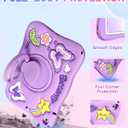 Kidcube for iPad 5th/6th Generation Case, for iPad Air 1st/2nd Gen, for iPad Pro 9.7 Inch Case - Girls Cute Kawaii Girly 3D Purple Butterfly Design Cover with Rotating Stand & Strap Silicone Women