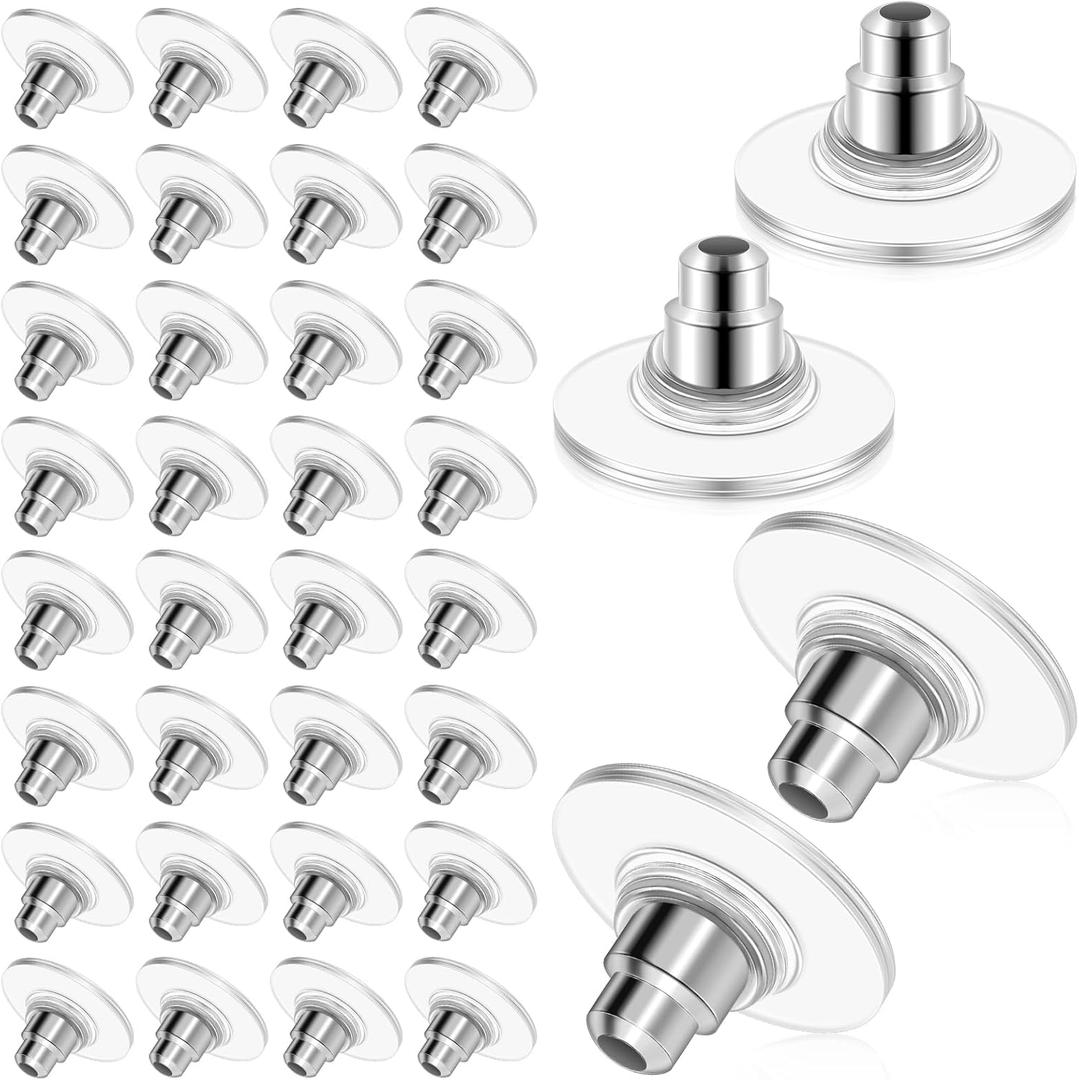 200 Pcs Earring Backs for Droopy Ears Backs Replacements Earring Backs for Heavy Bullet Clutch(Silver)